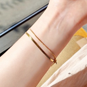 [surgical steel]  Snake line two-line bracelet ver.2