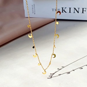 [써지컬스틸] 미니 달 별 초커 목걸이 mini moon star choker necklace