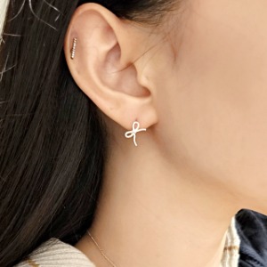 [925실버] 리본 원터치 귀걸이